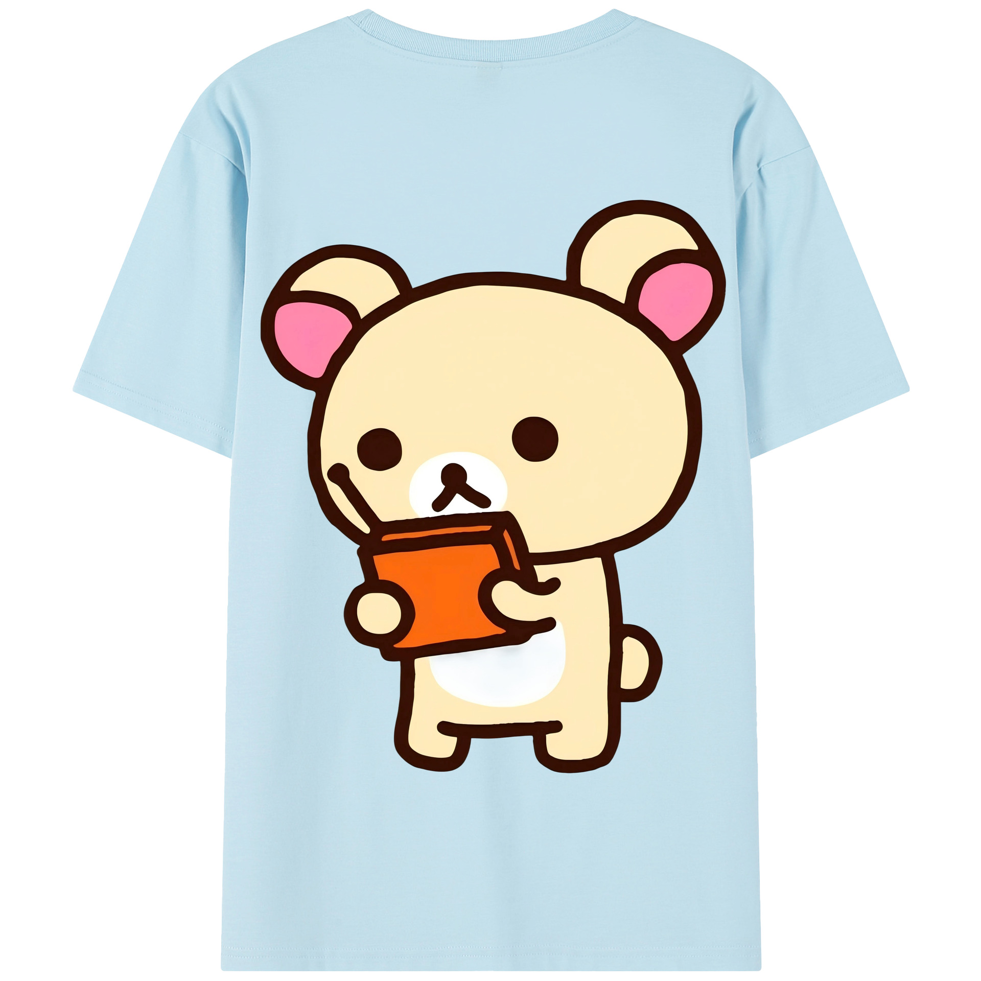 （画像用） リラックマ リラックマ キイロイトリ Rilakkuma Korilakkuma Kiiroitori 綿100％半袖Tシャツ（背面プリント）